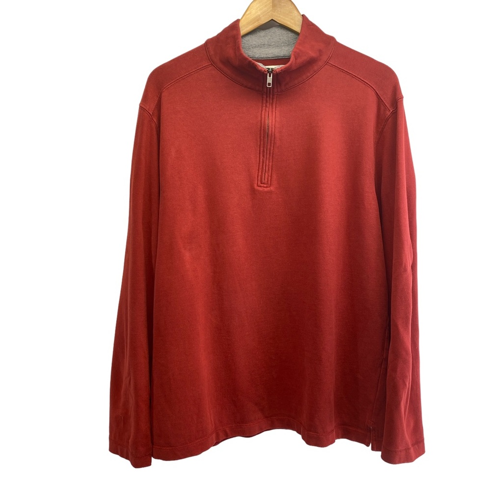 J Crew sweatshirt 1/4 zip pullover L rust 100% cotton fall color long sl…